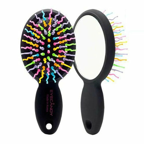 EYECANDY Brush Mini with Mirror — Black - buy hair brush online in Dubai, UAE | Beauty Orchard